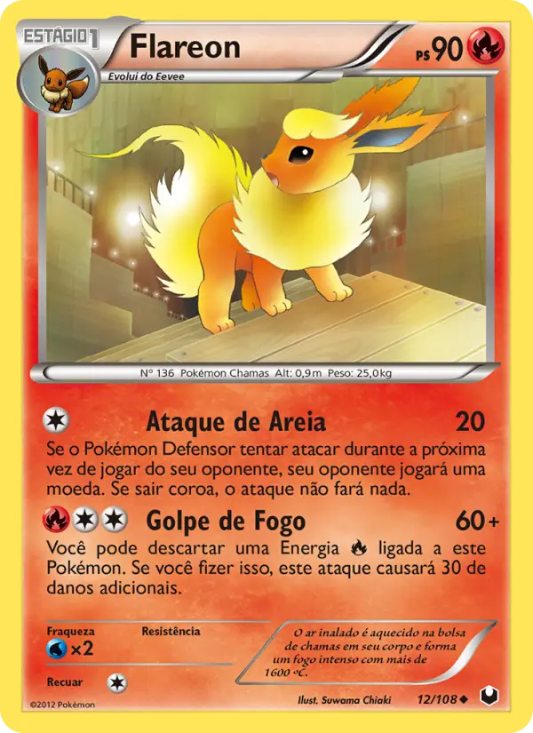 Carta Flareon, número 12/108 da coleção Exploradores da Escuridão