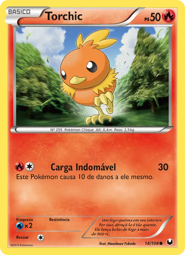 Carta Torchic, número 14/108 da coleção Exploradores da Escuridão