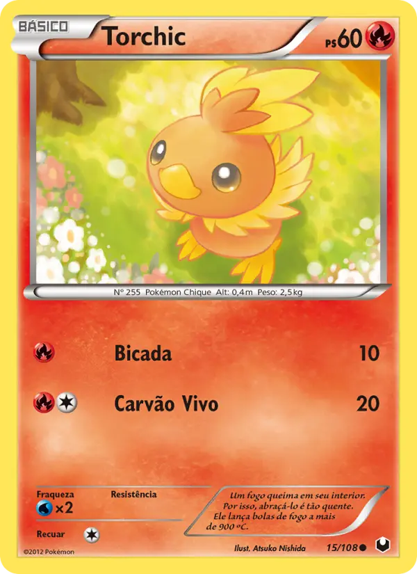 Carta Torchic, número 15/108 da coleção Exploradores da Escuridão
