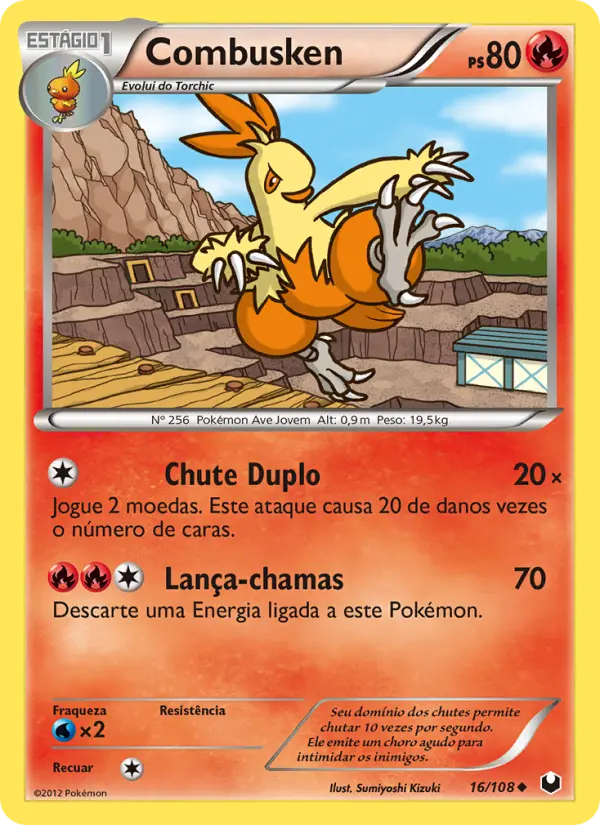 Carta Combusken, número 16/108 da coleção Exploradores da Escuridão