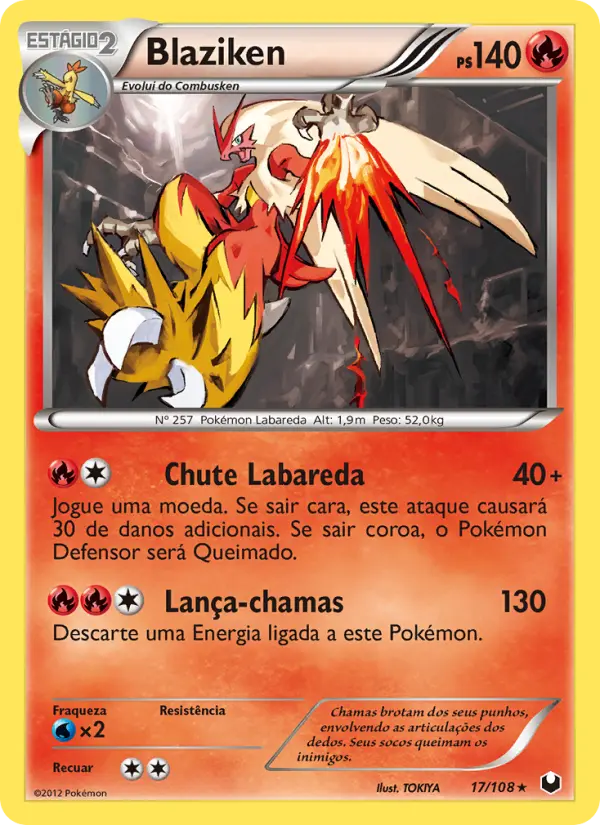 Carta Blaziken, número 17/108 da coleção Exploradores da Escuridão