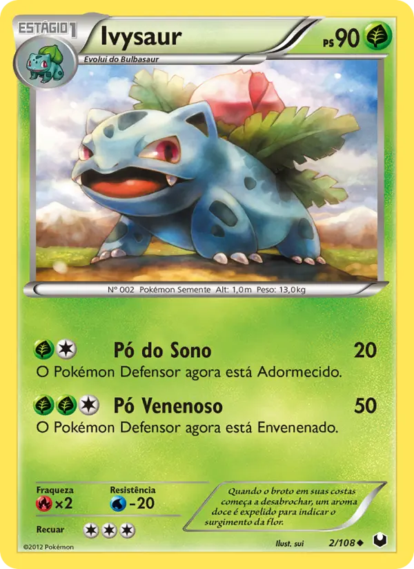 Carta Ivysaur, número 2/108 da coleção Exploradores da Escuridão