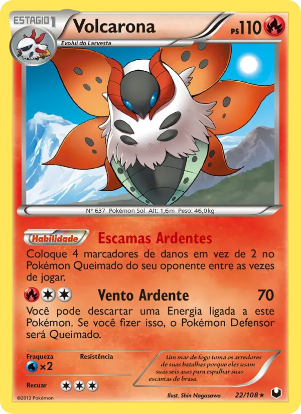 Carta Volcarona, número 22/108 da coleção Exploradores da Escuridão