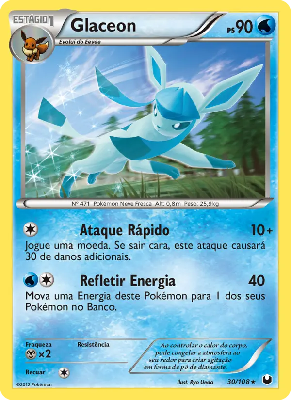 Carta Glaceon, número 30/108 da coleção Exploradores da Escuridão
