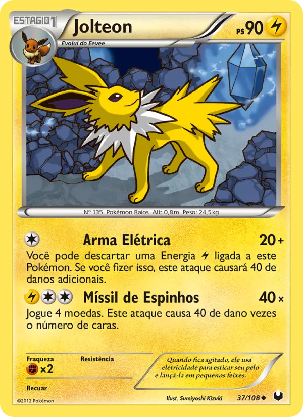 Carta Jolteon, número 37/108 da coleção Exploradores da Escuridão