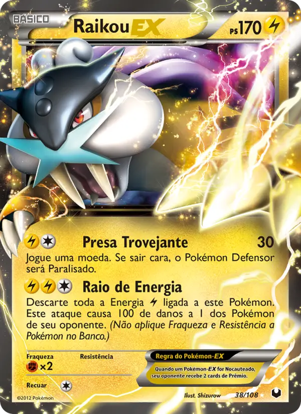 Carta Raikou-EX, número 38/108 da coleção Exploradores da Escuridão