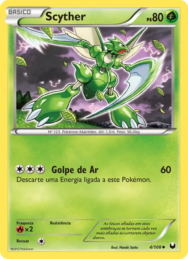 Carta Scyther, número 4/108 da coleção Exploradores da Escuridão