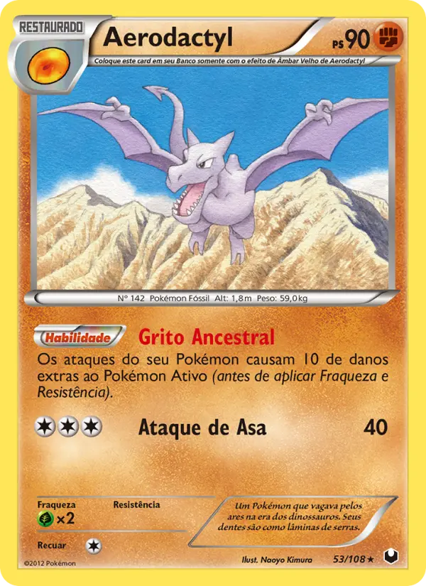 Carta Aerodactyl, número 53/108 da coleção Exploradores da Escuridão
