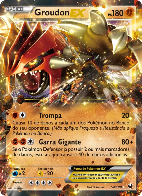 Carta Groudon-EX, número 54/108 da coleção Exploradores da Escuridão