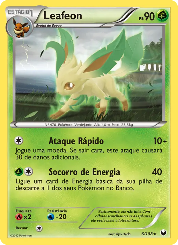 Carta Leafeon, número 6/108 da coleção Exploradores da Escuridão