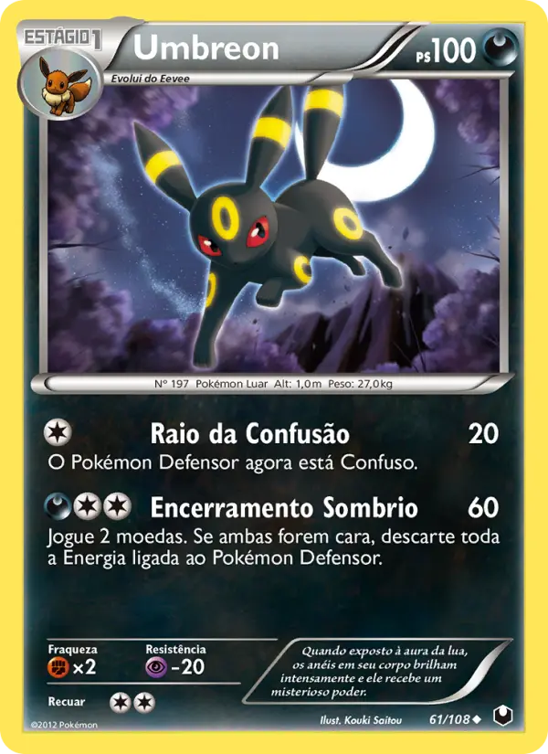 Carta Umbreon, número 61/108 da coleção Exploradores da Escuridão