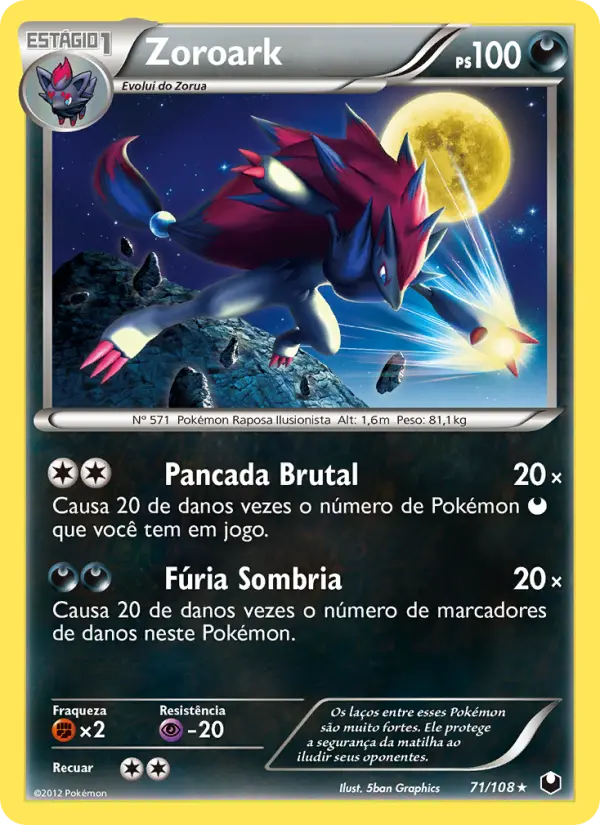 Carta Zoroark, número 71/108 da coleção Exploradores da Escuridão
