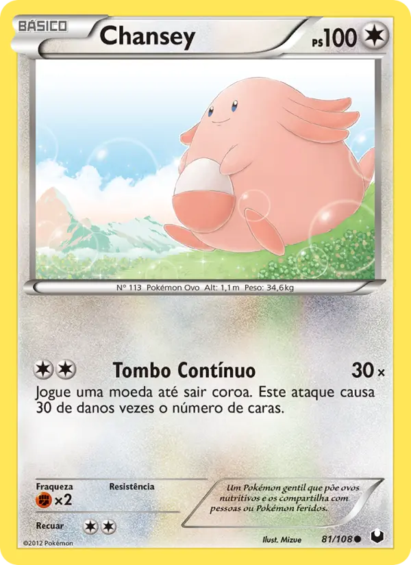 Carta Chansey, número 81/108 da coleção Exploradores da Escuridão