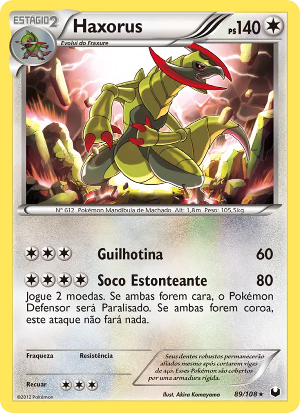 Carta Haxorus, número 89/108 da coleção Exploradores da Escuridão