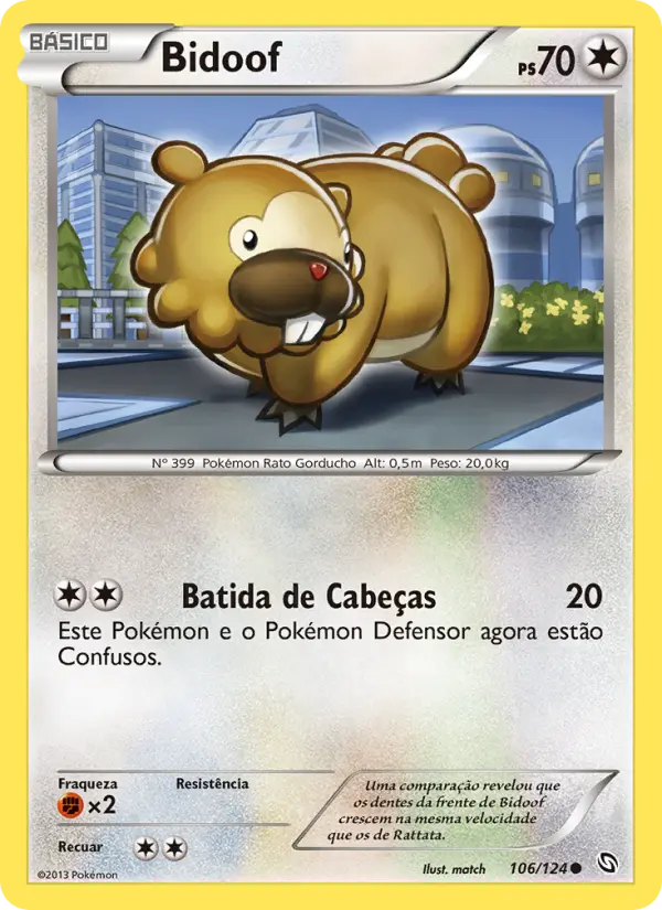 Carta Bidoof, número 106/124 da coleção Dragões Enaltecidos