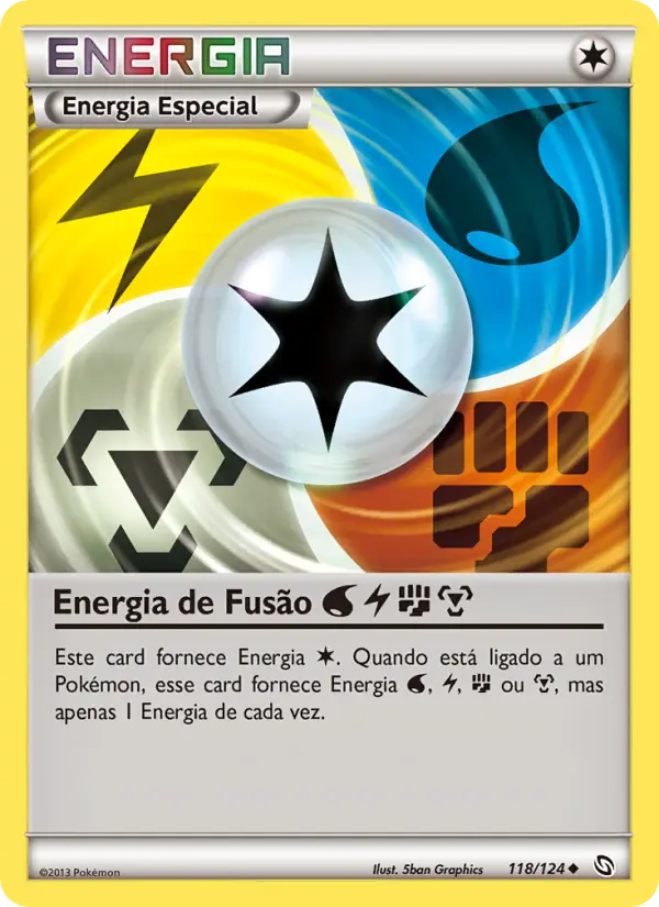 Carta Energia de Fusão Water Lightning Fighting Metal, número 118/124 da coleção Dragões Enaltecidos