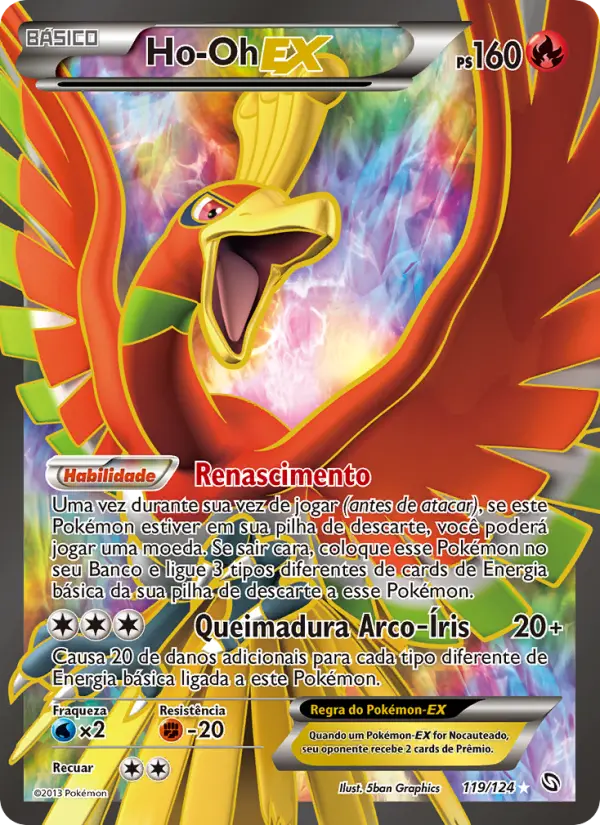 Carta Ho-Oh-EX, número 119/124 da coleção Dragões Enaltecidos