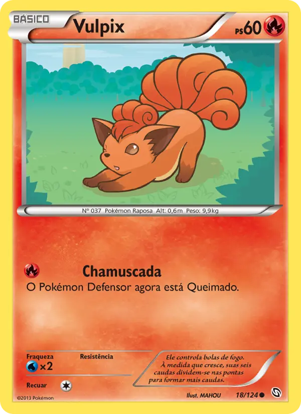 Carta Vulpix, número 18/124 da coleção Dragões Enaltecidos