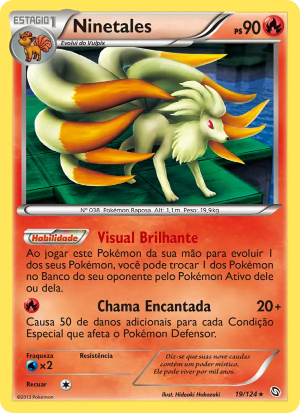 Carta Ninetales, número 19/124 da coleção Dragões Enaltecidos