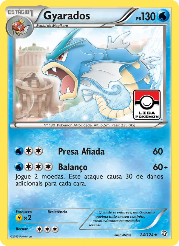 Carta Gyarados, número 24/124 da coleção Dragões Enaltecidos