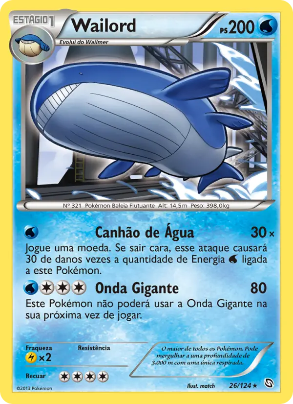 Carta Wailord, número 26/124 da coleção Dragões Enaltecidos