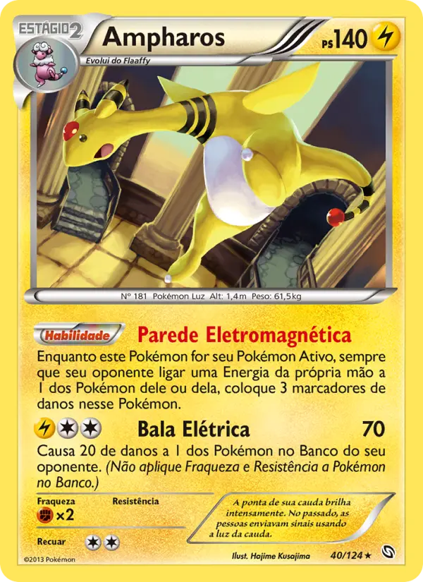 Carta Ampharos, número 40/124 da coleção Dragões Enaltecidos