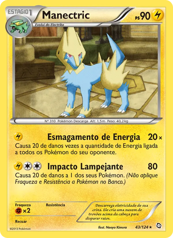 Carta Manectric, número 43/124 da coleção Dragões Enaltecidos