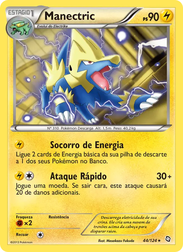 Carta Manectric, número 44/124 da coleção Dragões Enaltecidos