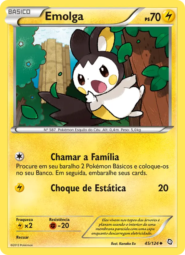 Carta Emolga, número 45/124 da coleção Dragões Enaltecidos