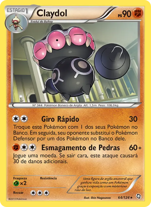 Carta Claydol, número 64/124 da coleção Dragões Enaltecidos