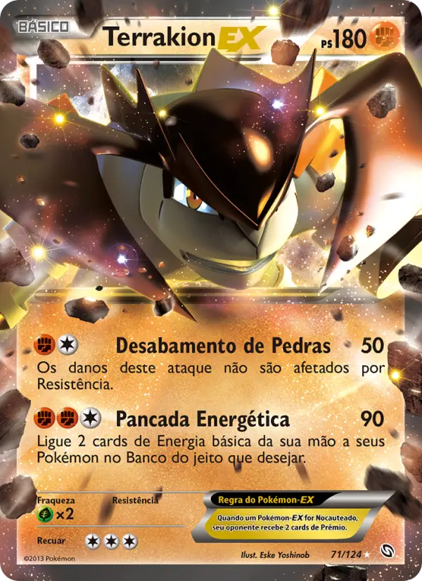 Carta Terrakion-EX, número 71/124 da coleção Dragões Enaltecidos
