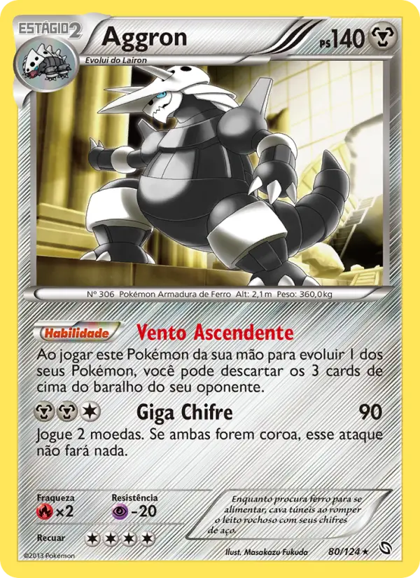 Carta Aggron, número 80/124 da coleção Dragões Enaltecidos