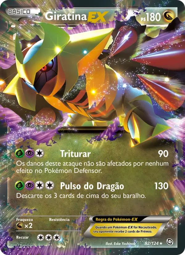 Carta Giratina-EX, número 92/124 da coleção Dragões Enaltecidos