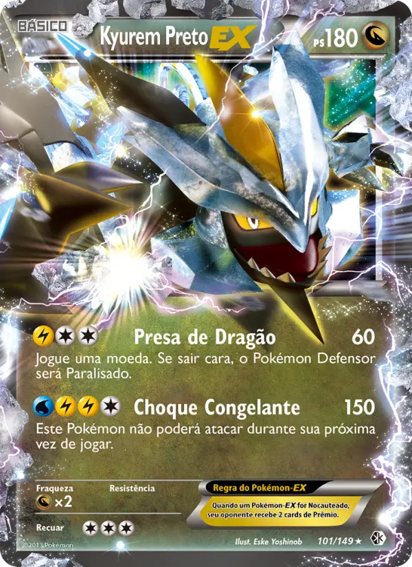 Carta Kyurem Preto-EX, número 101/149 da coleção Fronteiras Cruzadas