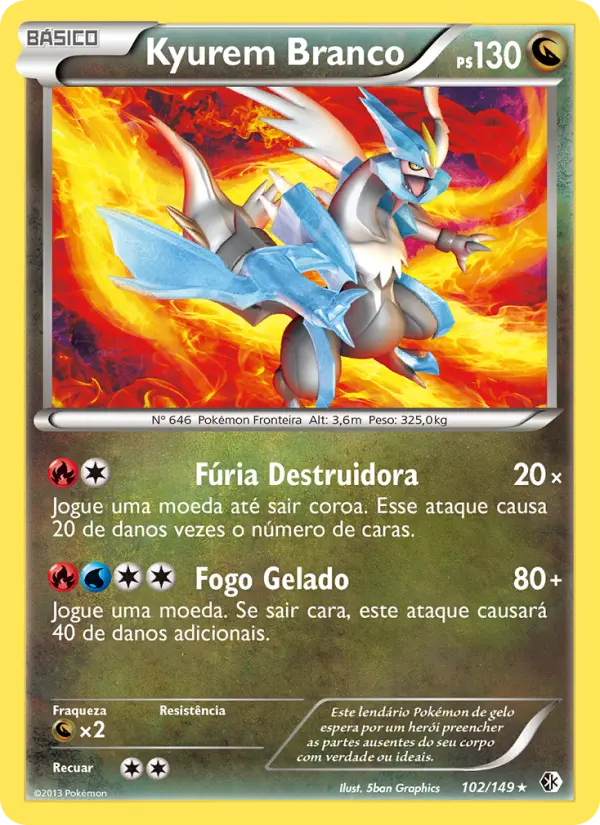 Carta Kyurem Branco, número 102/149 da coleção Fronteiras Cruzadas