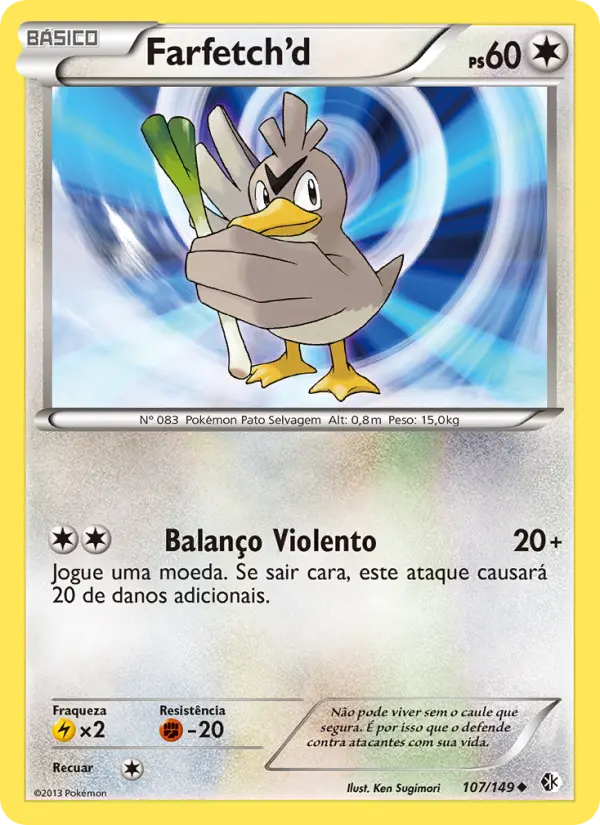 Carta Farfetch’d, número 107/149 da coleção Fronteiras Cruzadas