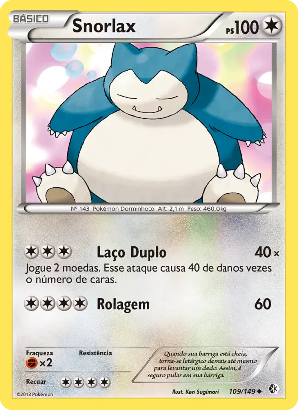 Carta Snorlax, número 109/149 da coleção Fronteiras Cruzadas