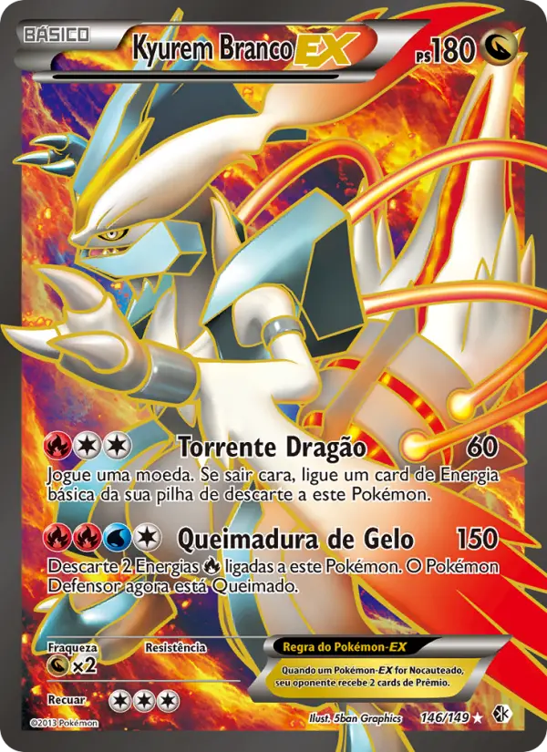 Carta Kyurem Branco-EX, número 146/149 da coleção Fronteiras Cruzadas