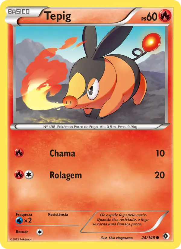 Carta Tepig, número 24/149 da coleção Fronteiras Cruzadas