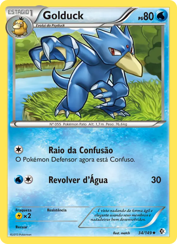 Carta Golduck, número 34/149 da coleção Fronteiras Cruzadas
