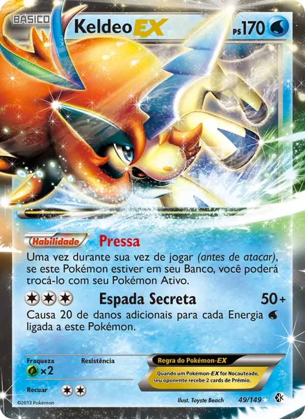 Carta Keldeo-EX, número 49/149 da coleção Fronteiras Cruzadas