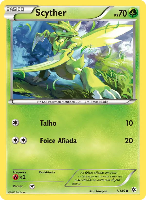 Carta Scyther, número 7/149 da coleção Fronteiras Cruzadas