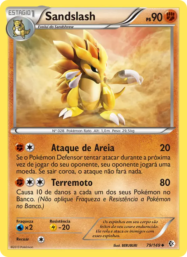 Carta Sandslash, número 79/149 da coleção Fronteiras Cruzadas