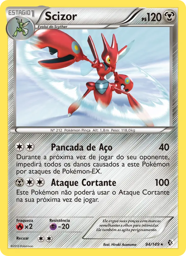 Carta Scizor, número 94/149 da coleção Fronteiras Cruzadas