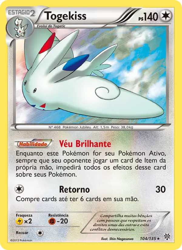 Carta Togekiss, número 104/135 da coleção Tempestade de Plasma