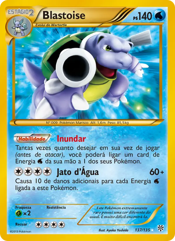 Carta Blastoise, número 137/135 da coleção Tempestade de Plasma