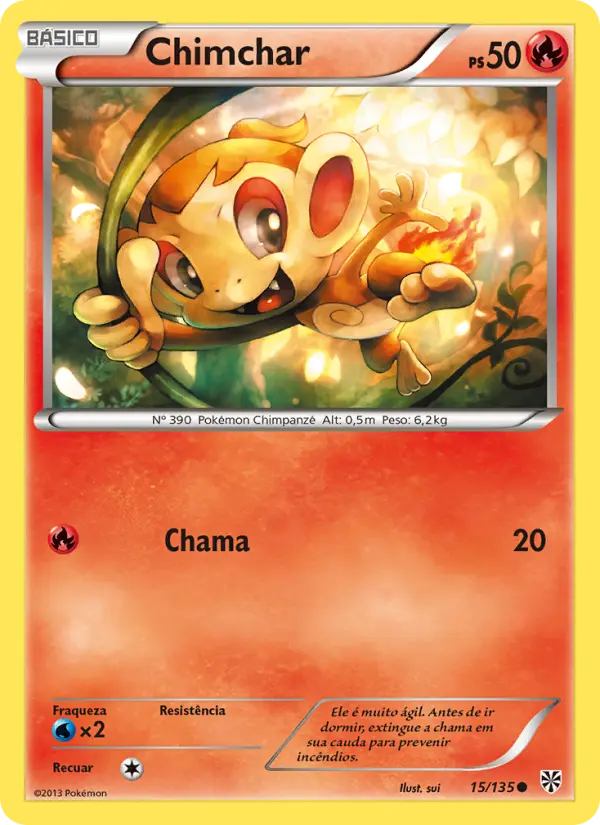 Carta Chimchar, número 15/135 da coleção Tempestade de Plasma