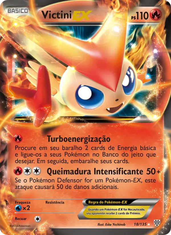 Carta Victini-EX, número 18/135 da coleção Tempestade de Plasma