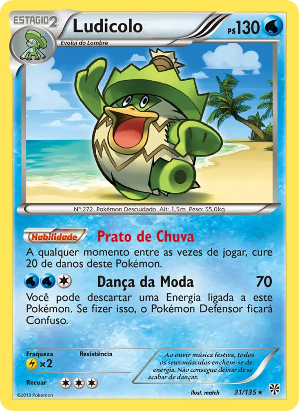 Carta Ludicolo, número 31/135 da coleção Tempestade de Plasma