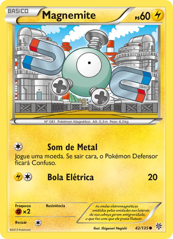 Carta Magnemite, número 42/135 da coleção Tempestade de Plasma